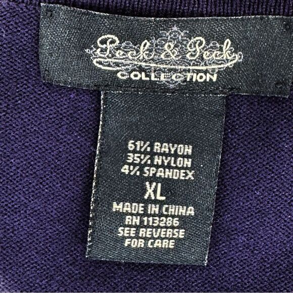Peck & Peck Collection V Neck Chain Detail Cardigan Sweater Purple XL Button - Picture 9 of 11